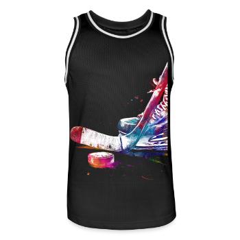 Hockey player sport art #hockey #sport - Men's Basketball Jersey - black/white - Front - AI Model Male 185 dark (185cm)