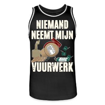 Parti Vuurwerk - Maillot de basket Homme - noir/blanc - Devant - AI Model Male 185 dark (185cm)