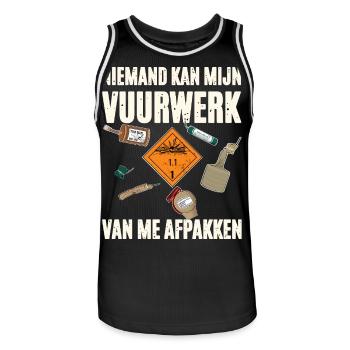 Mijn Vuurwerk - Maillot de basket Homme - noir/blanc - Devant - AI Model Male 185 dark (185cm)