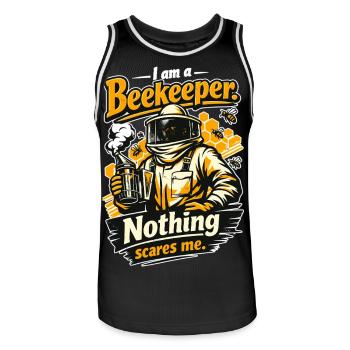 Beekeeper Gift: I am a Beekeeper Nothing scares me - Men's Basketball Jersey - black/white - Front - AI Model Male 185 dark (185cm)