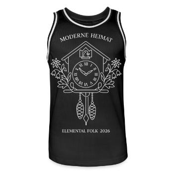 Modern Home Cuckoo Clock Elemental Folk - Men's Basketball Jersey - black/white - Front - AI Model Male 185 dark (185cm)