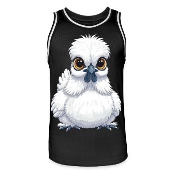 Poulet Kawaii – Poulet Silkie Moelleux - Maillot de basket Homme - noir/blanc - Devant - AI Model Male 185 dark (185cm)