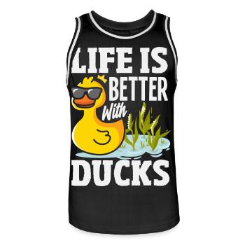 Motifs drôles de canards Citons amoureux de canards - Maillot de basket Homme - noir/blanc - Devant - AI Model Male 185 dark (185cm)