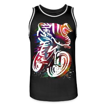Balade à moto colorée - Maillot de basket Homme - noir/blanc - Devant - AI Model Male 185 dark (185cm)