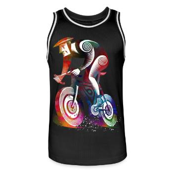 Cycliste coloré dans le tourbillon - Maillot de basket Homme - noir/blanc - Devant - AI Model Male 185 dark (185cm)