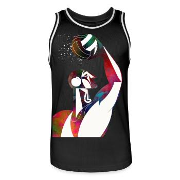 Profil d’un joueur de football nautique - Maillot de basket Homme - noir/blanc - Devant - AI Model Male 185 dark (185cm)
