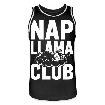 Nap Llama Club – Sleeping Llama - Maillot de basket Homme - noir/blanc - Devant - AI Model Male 185 dark (185cm)