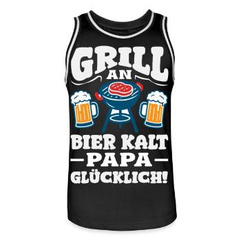Grillmeister Geschenk Fleisch Wurst & Bier - Männer Basketball-Trikot - Schwarz/Weiß - Vorne - AI Model Male 185 dark (185cm)