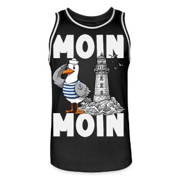 Moin Moin Norden - Maritimes Norddeutsch Design - Männer Basketball-Trikot - Schwarz/Weiß - Vorne - AI Model Male 185 dark (185cm)