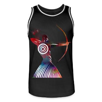 Colorful Shield Archer - Men's Basketball Jersey - black/white - Front - AI Model Male 185 dark (185cm)