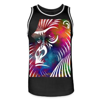 Portrait d’un gorille - Maillot de basket Homme - noir/blanc - Devant - AI Model Male 185 dark (185cm)