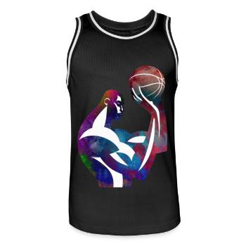 Joueur de basket dans une abstraction colorée - Maillot de basket Homme - noir/blanc - Devant - AI Model Male 185 dark (185cm)