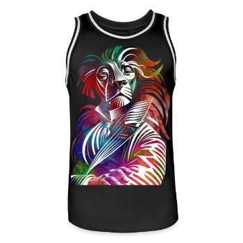 La Symphonie des Couleurs du Lion - Maillot de basket Homme - noir/blanc - Devant - AI Model Male 185 dark (185cm)