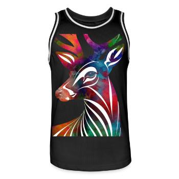 Colorful abstract deer - Men's Basketball Jersey - black/white - Front - AI Model Male 185 dark (185cm)