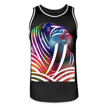 Colorful Walrus in Watercolor Lines - Men's Basketball Jersey - black/white - Front - AI Model Male 185 dark (185cm)