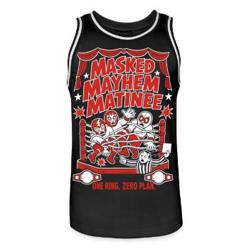 Masked Mayhem Wrestling Chaos - Men's Basketball Jersey - black/white - Front - AI Model Male 185 dark (185cm)