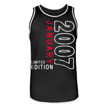 18ème anniversaire Original Janvier Millésime 2007 - Maillot de basket Homme - noir/blanc - Devant - AI Model Male 185 dark (185cm)
