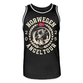 Norwegen Angeln Angeltour 2025 - Männer Basketball-Trikot - Schwarz/Weiß - Vorne - AI Model Male 185 dark (185cm)