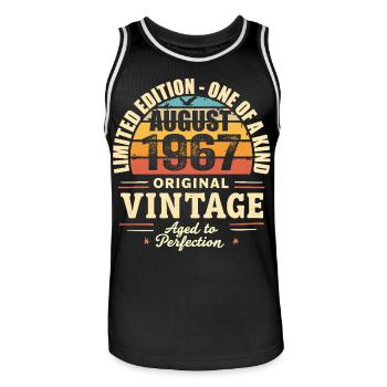 August 1967 Birthday August 1967 - August 1967 - Men's Basketball Jersey - black/white - Front - AI Model Male 185 dark (185cm)