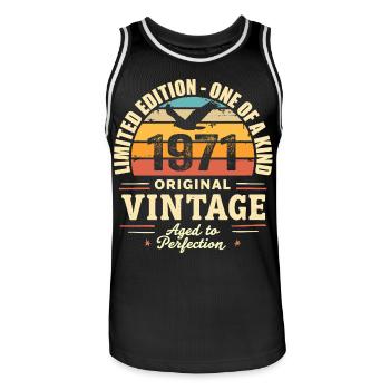 Cadeau Anniversaire 1971 Millésime 1971 Rétro 1971 - Maillot de basket Homme - noir/blanc - Devant - AI Model Male 185 dark (185cm)