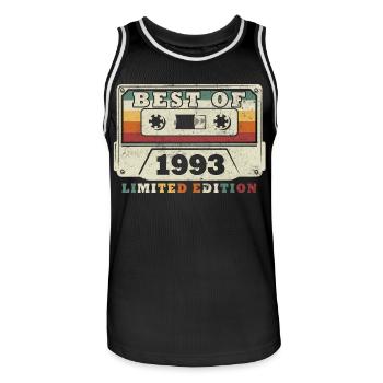 Best of Year 1993 Anniversary 1993 - Men's Basketball Jersey - black/white - Front - AI Model Male 185 dark (185cm)