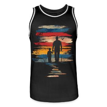 Father's Day father and son retro vintage - Men's Basketball Jersey - black/white - Front - AI Model Male 185 dark (185cm)