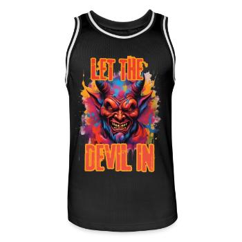 LASS DEN TEUFEL HEREIN. - Männer Basketball-Trikot - Schwarz/Weiß - Vorne - AI Model Male 185 dark (185cm)