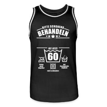 Schonend behandeln, 60. Geburtstag, Wunschname - Männer Basketball-Trikot - Schwarz/Weiß - Vorne - AI Model Male 185 dark (185cm)