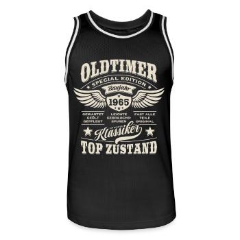 Oldtimer Baujahr 1965 - Geburtstag - Geschenk - Männer Basketball-Trikot - Schwarz/Weiß - Vorne - AI Model Male 185 dark (185cm)