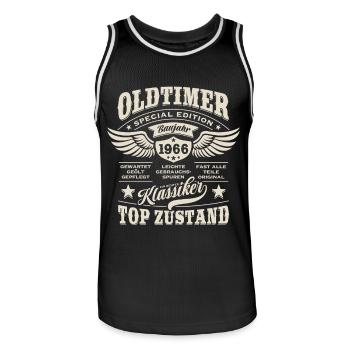Oldtimer Baujahr 1966 - Geburtstag - Geschenk - Männer Basketball-Trikot - Schwarz/Weiß - Vorne - AI Model Male 185 dark (185cm)