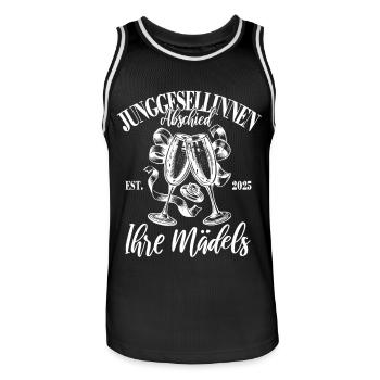 JGA - Ihre Madels - individueller Name - Männer Basketball-Trikot - Schwarz/Weiß - Vorne - AI Model Male 185 dark (185cm)