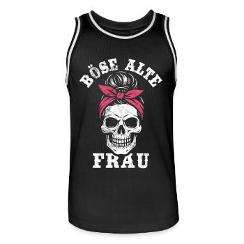 Böse alte Frau - Totenkopf - Ironie - Spruch - Männer Basketball-Trikot - Schwarz/Weiß - Vorne - AI Model Male 185 dark (185cm)