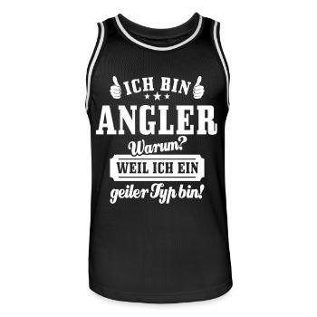 Ich bin Angler weil ich ein geiler Typ bin - Männer Basketball-Trikot - Schwarz/Weiß - Vorne - AI Model Male 185 dark (185cm)