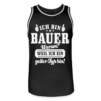 Ich bin Bauer weil ich ein geiler Typ bin - Männer Basketball-Trikot - Schwarz/Weiß - Vorne - AI Model Male 185 dark (185cm)