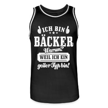 Ich bin Bäcker weil ich ein geiler Typ bin - Männer Basketball-Trikot - Schwarz/Weiß - Vorne - AI Model Male 185 dark (185cm)