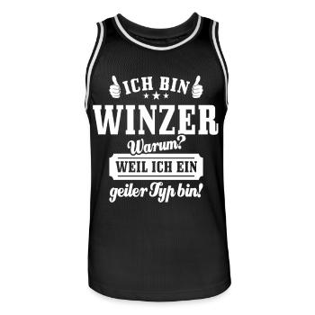 Ich bin Winzer weil ich ein geiler Typ bin - Männer Basketball-Trikot - Schwarz/Weiß - Vorne - AI Model Male 185 dark (185cm)