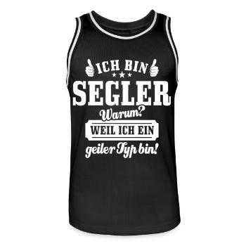 Ich bin Segler weil ich ein geiler Typ bin - Männer Basketball-Trikot - Schwarz/Weiß - Vorne - AI Model Male 185 dark (185cm)