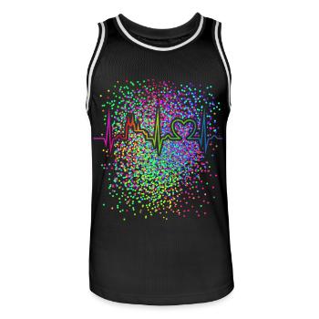 Confetti Cologne Carnival Rainbow Disguise - Men's Basketball Jersey - black/white - Front - AI Model Male 185 dark (185cm)