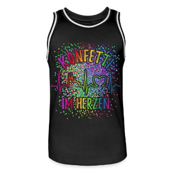 Konfetti im Herzen - Köln Karneval - Verkleidung - Männer Basketball-Trikot - Schwarz/Weiß - Vorne - AI Model Male 185 dark (185cm)