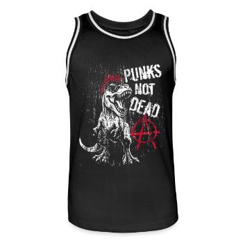 T-Rex - Punks not dead - Punk Dinosaur - Men's Basketball Jersey - black/white - Front - AI Model Male 185 dark (185cm)