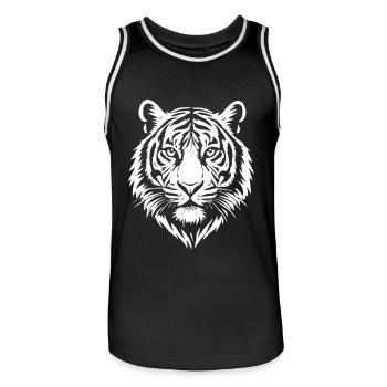 Tiger - Tiger Head - Big Cat - Costume - Men's Basketball Jersey - black/white - Front - AI Model Male 185 dark (185cm)