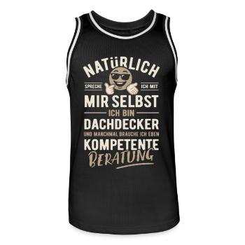 Natürlich spreche ich mit mir selbst, Dachdecker - Männer Basketball-Trikot - Schwarz/Weiß - Vorne - AI Model Male 185 dark (185cm)