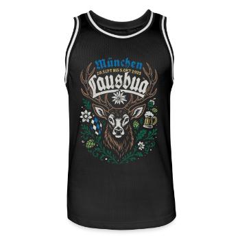 Lausbua - München - Oktober 2025 - Männer Basketball-Trikot - Schwarz/Weiß - Vorne - AI Model Male 185 dark (185cm)