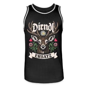 Dirndl Ersatz Trachtenshirt Tracht & Gaudi - Männer Basketball-Trikot - Schwarz/Weiß - Vorne - AI Model Male 185 dark (185cm)