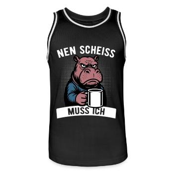Stures Nilpferd - Nen Scheiß muss ich - Kaffee - Männer Basketball-Trikot - Schwarz/Weiß - Vorne - AI Model Male 185 dark (185cm)