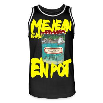 Anse Méjean in a pot - Men's Basketball Jersey - black/white - Front - AI Model Male 185 dark (185cm)