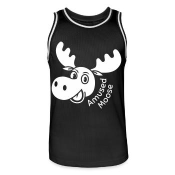 Amused Moose - Men's Basketball Jersey - black/white - Front - AI Model Male 185 dark (185cm)