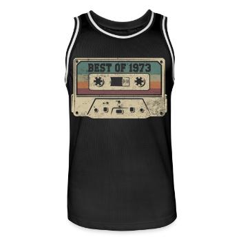 Vintage 1973 Cadeau Anniversaire Rétro Cassette - Maillot de basket Homme - noir/blanc - Devant - AI Model Male 185 dark (185cm)