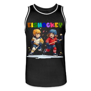 Eishockey Fan Kinder Schlittschuhe Geschenk - Männer Basketball-Trikot - Schwarz/Weiß - Vorne - AI Model Male 185 dark (185cm)