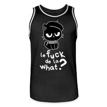Le Fuck de la what - Schwarze französische Katze - Männer Basketball-Trikot - Schwarz/Weiß - Vorne - AI Model Male 185 dark (185cm)